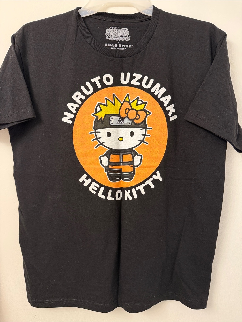Hello Kitty Black Tee with Orange Naruto Graphic